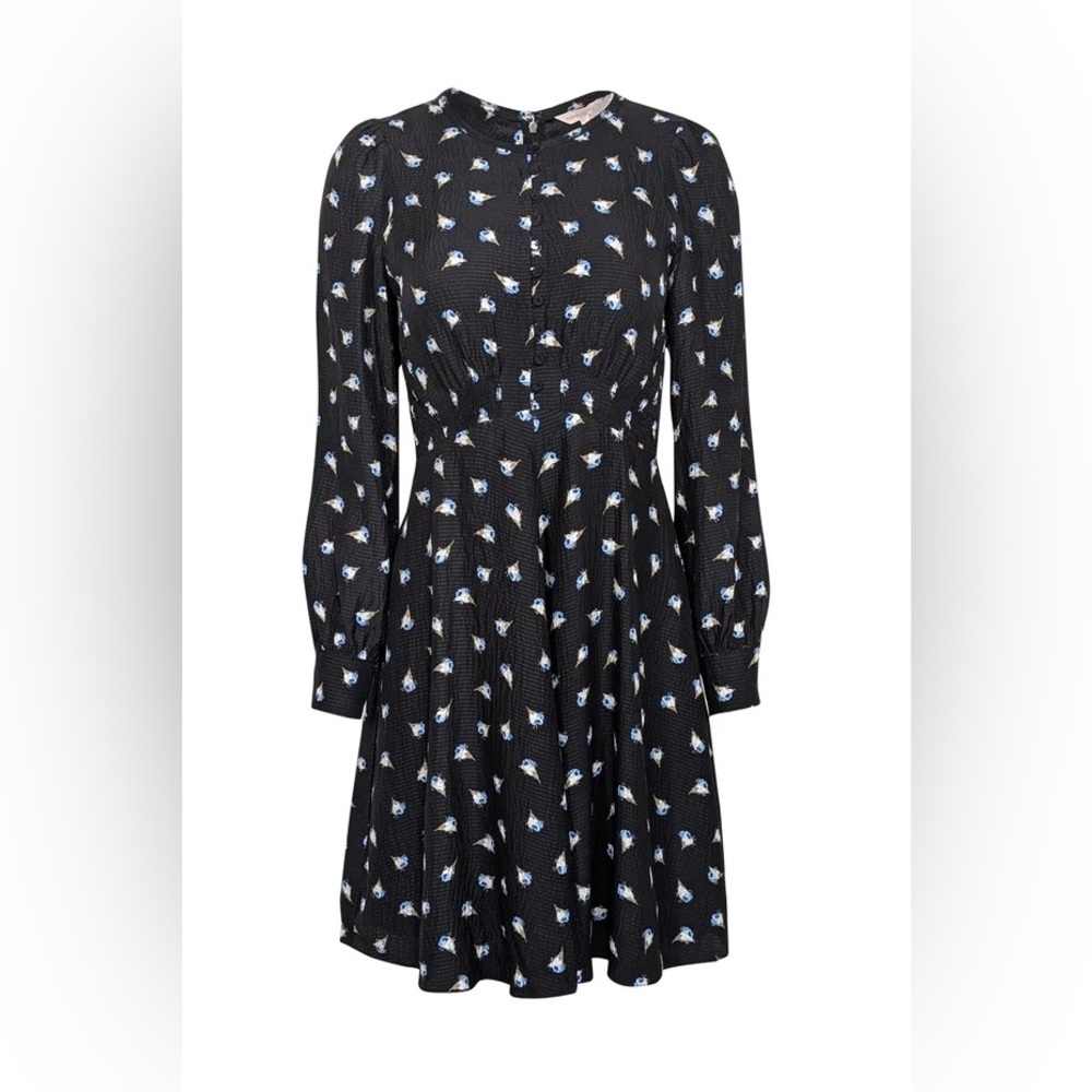 Rebecca Taylor Black & Blue Floral Silk Mini Dress – Size 6 - spring dress - EUC